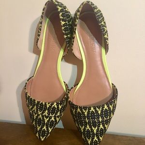 Navy and yellow JCrew D’Orsay flats